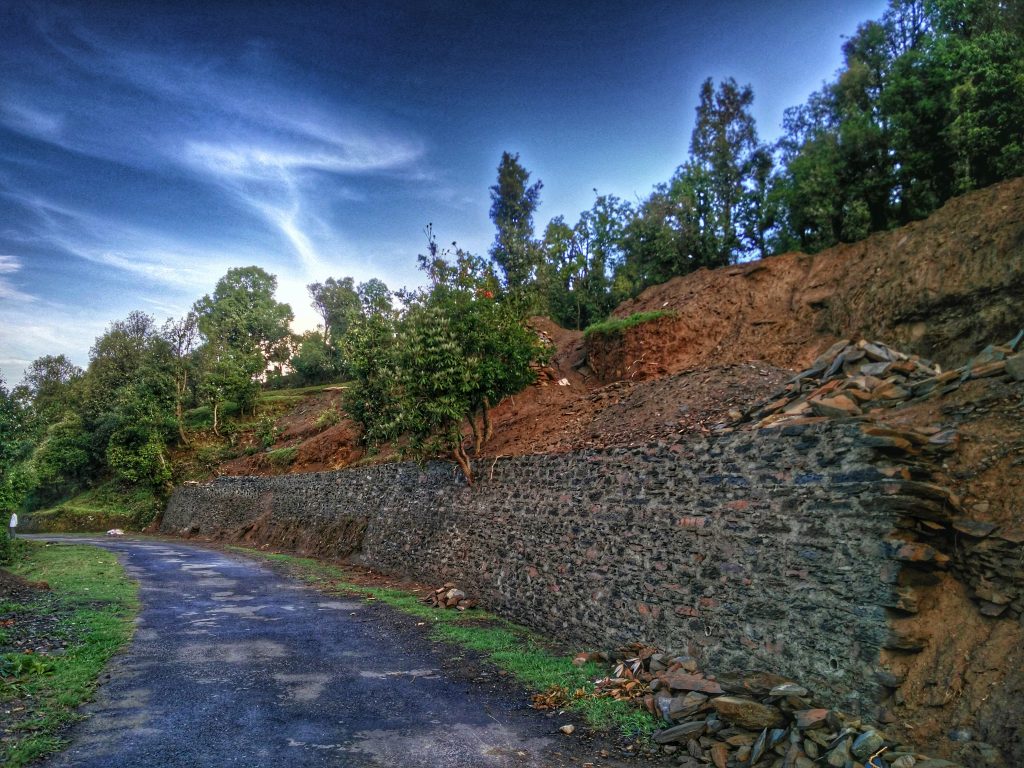 Retaining Wall in the front at The aepan, Mukteshwar